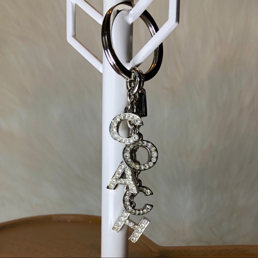 Coach Silver Paved Keychain with Rhinestones